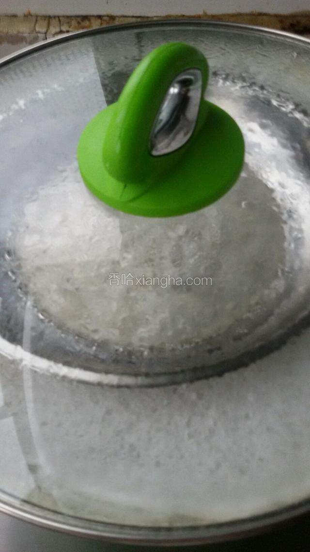 锅里装水，开火待水开了，把带有面浆的盘子放进去，盖上盖子。