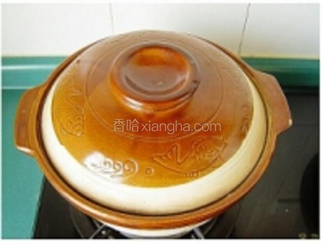 最后把所有的热盐都倒入砂锅内，是盐完全覆盖鸡的表面。 最后把所有的热盐都倒入砂锅内，是盐完全覆盖鸡的表面。
砂锅加盖放到炉子上，小火焗10分钟，把鸡翻面再次埋入盐中焗烤10分钟即可关火。