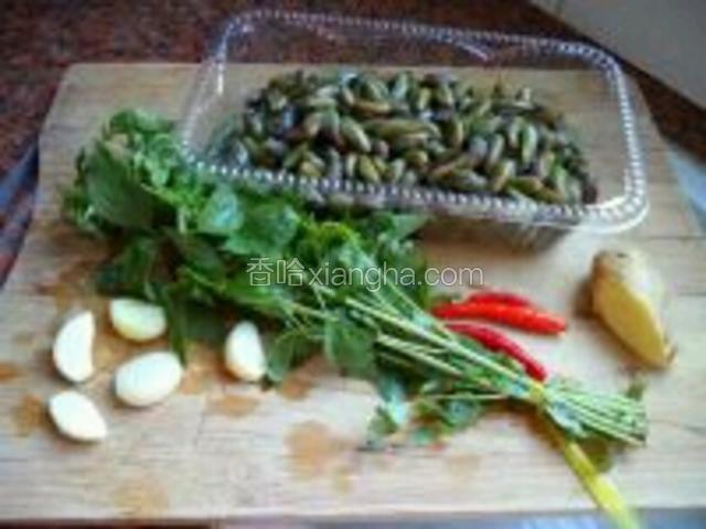 准备食材（薄壳在制作前用清水浸泡1小时，期间更换两次清水）