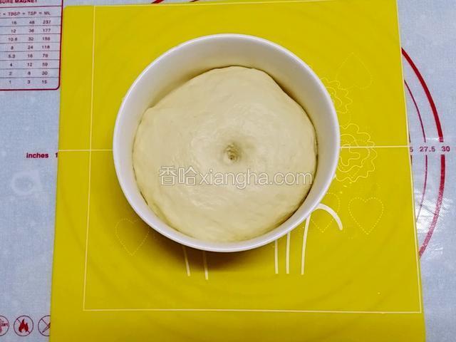 蓋上保鮮膜放置溫暖處發酵至2.5倍大