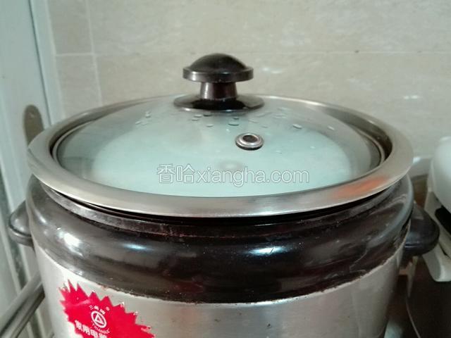 电炖锅里面加入适量的清水，放入炖盅，盖上炖两个小时。