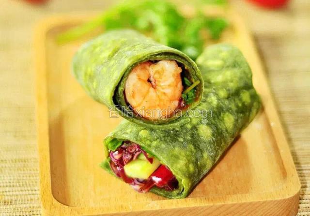 鲜虾仁菠菜卷