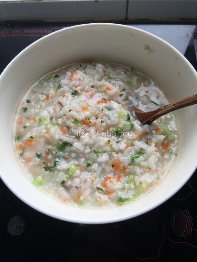 香菇油菜瘦肉粥