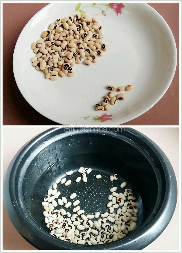 白豆先挑选出蛀虫洞的，再用冷水浸泡二十分钟。
