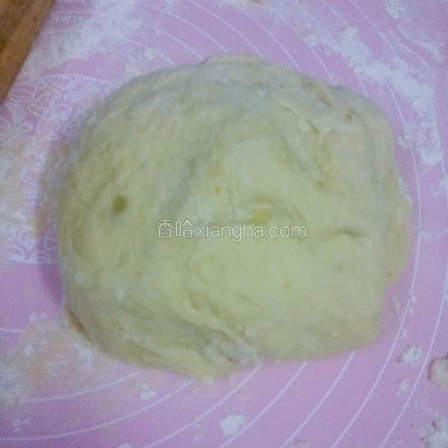 加少许干面粉防粘手，揉成面团后醒发半个小时