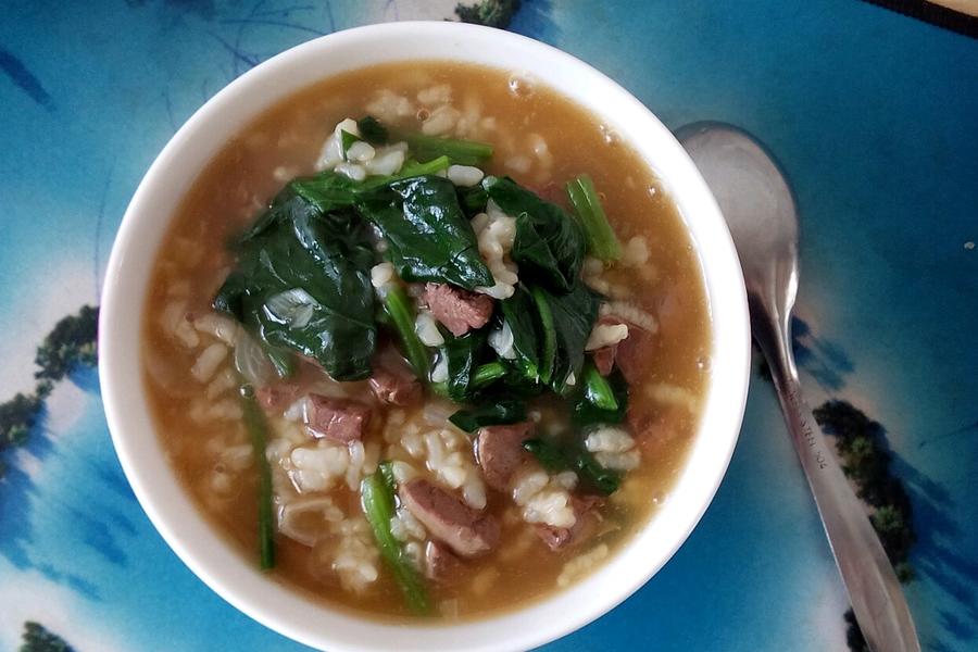菠菜鸡肝粥