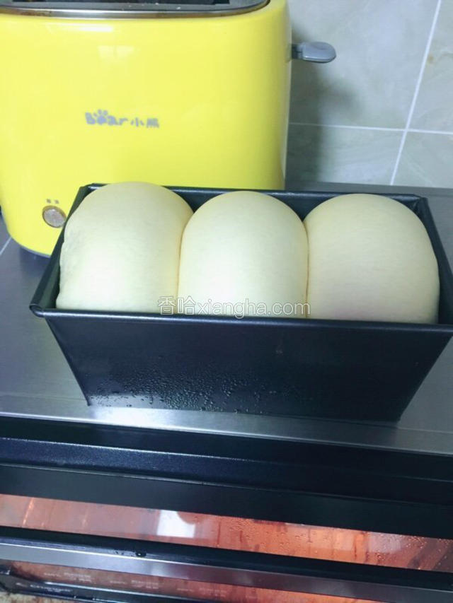 等发到膜具9分满时 拿出面团 180度预热烤箱 然后将膜具放入烤箱下层 上下火180度25分钟.