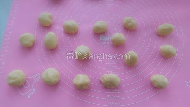 把面团分成均匀的16份揉匀。