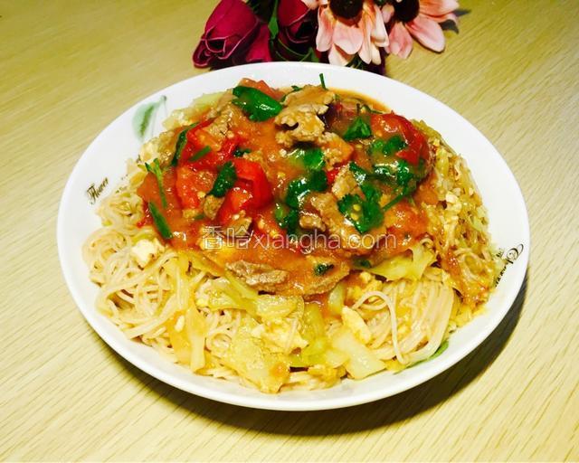 湿炒番茄牛肉米粉