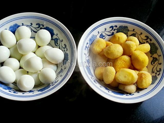 处理好的鹌鹑蛋和板栗