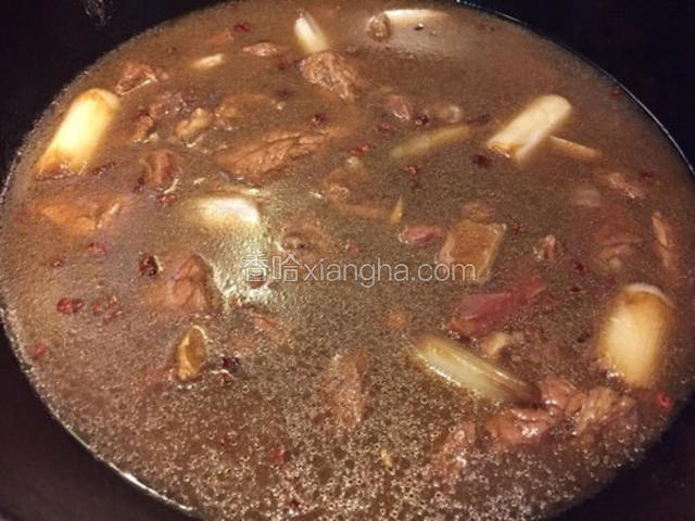 加入没过牛肉多一些得水和山楂三个，大火烧开
