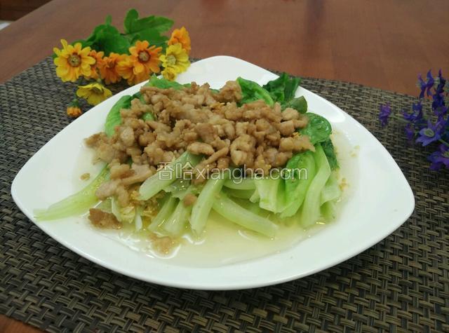 白灼生菜炒肉末