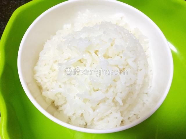 把大米用电饭煲蒸成熟米饭。