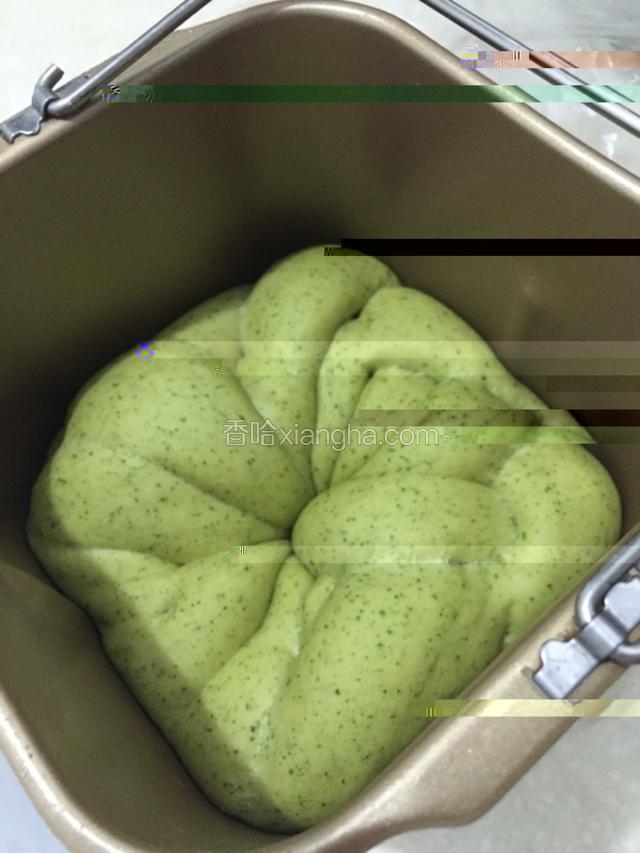 待面包发至两倍大，进行烘烤。
用烤箱做的亲，烤箱提前预热，上下火180度，烤20-25分钟作用，面包上色即可。