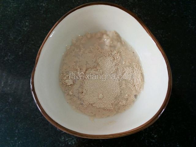 酵母倒小碗里用温水化开。