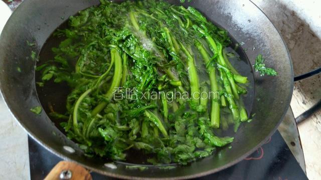 水烧开，放少许盐和植物油，再入茼蒿。