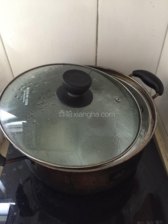 将米放入锅中加入适量水炖煮，锅开转小火半小时。