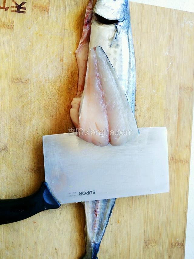 把鲅鱼从后背开刀取肉