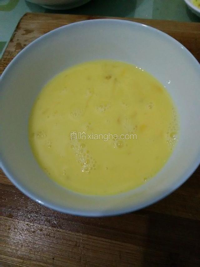 两个蛋打入碗中，筷子搅动！