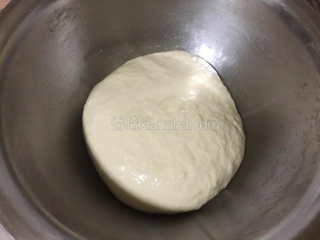 用手将面团揉匀至表面光滑，面团要软一些，如果粘手可以在手上涂抹一些色拉油后再揉面团至光滑。