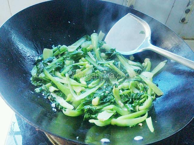 此时放入食用盐，味精翻炒均匀即可出锅。