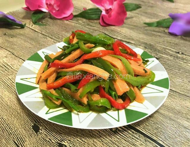 双椒空心菜杆炒火腿