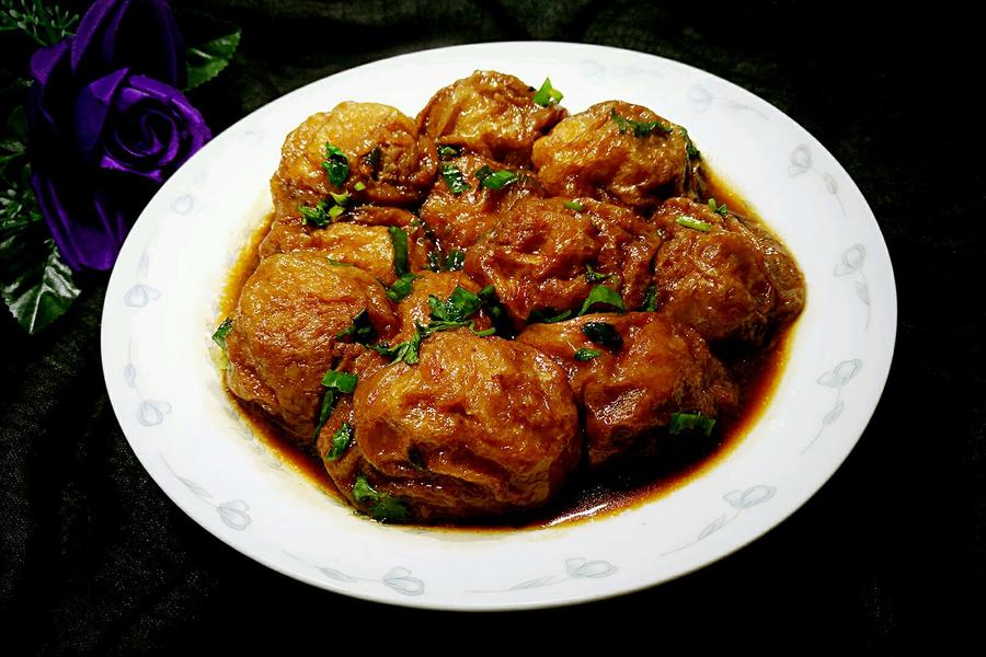 红烧油面筋塞肉