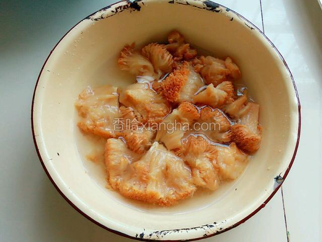 用温水将猴头菇泡发两小时以上