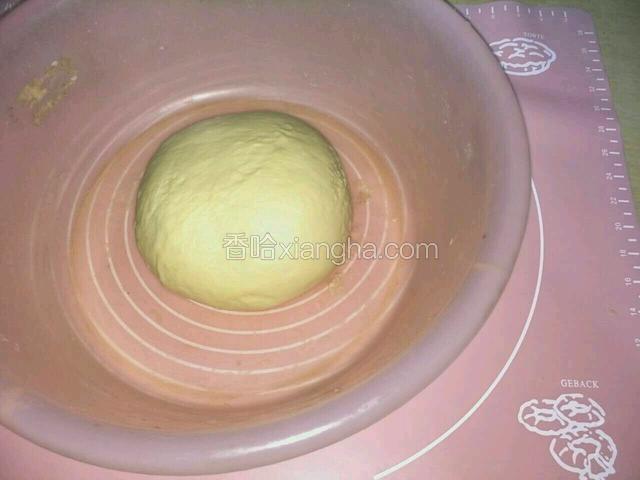 把出膜的面团放在盆子室温发酵至两倍大。