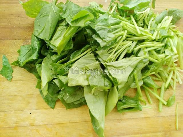 菠菜切段备用