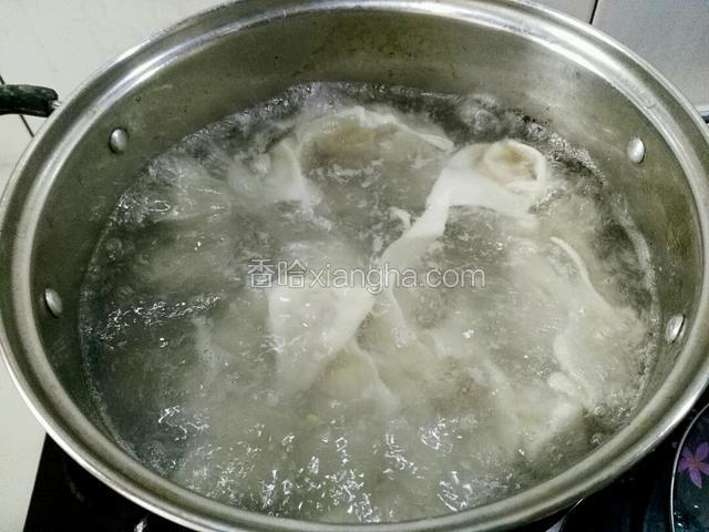 开锅下混沌喽，大火烧开继续煮混沌。