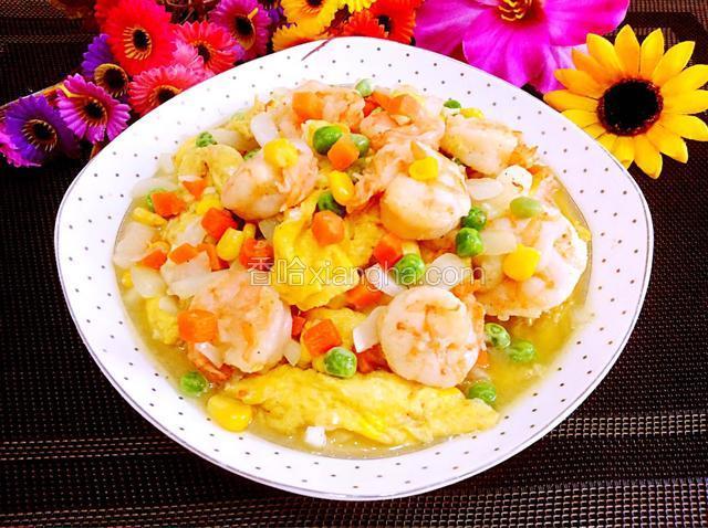 虾仁炒什锦鸡蛋