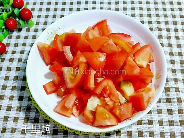 蕃茄切小块