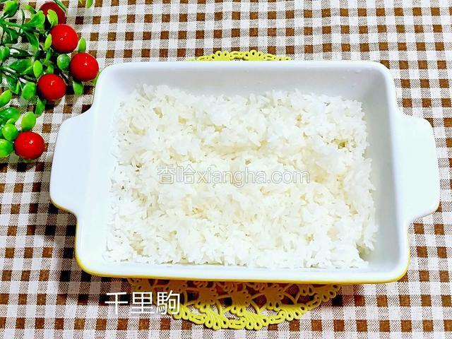 白饭装在烤碗里