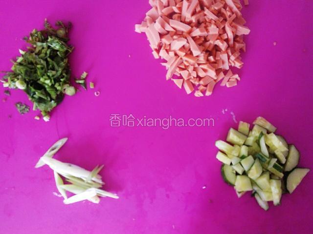 所用的材料切丝或者切丁