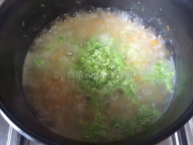然后加入白菜碎，白菜容易烂所以后放