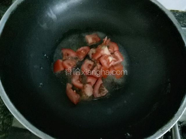 锅中放少许油下番茄煸炒。