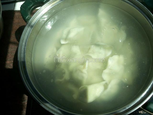 锅里烧开水下入饺子