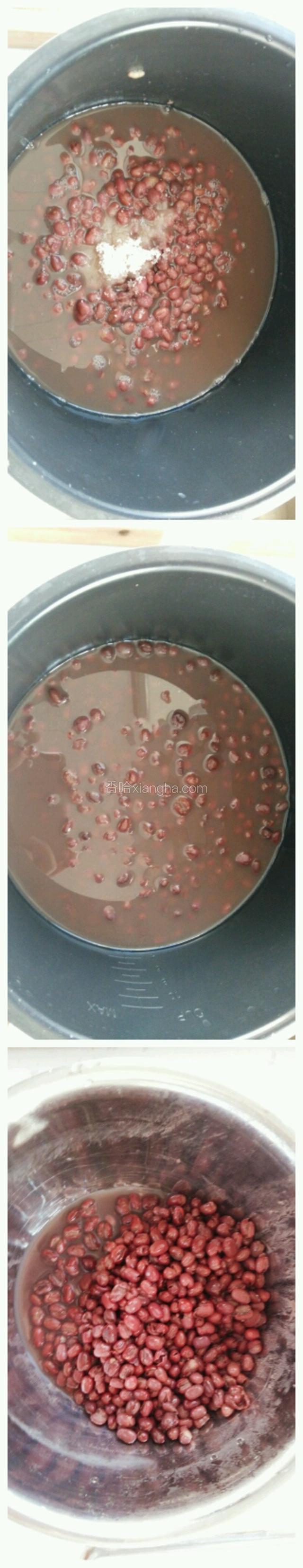 煮好的红豆放适量的白糖搅拌均匀，让白糖充分融化，放冰箱冷藏室静置3个小时，将红豆捞出备用