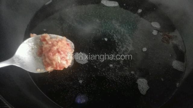 水微开用小勺将肉馅团圆放入，水一直保持微开状态！