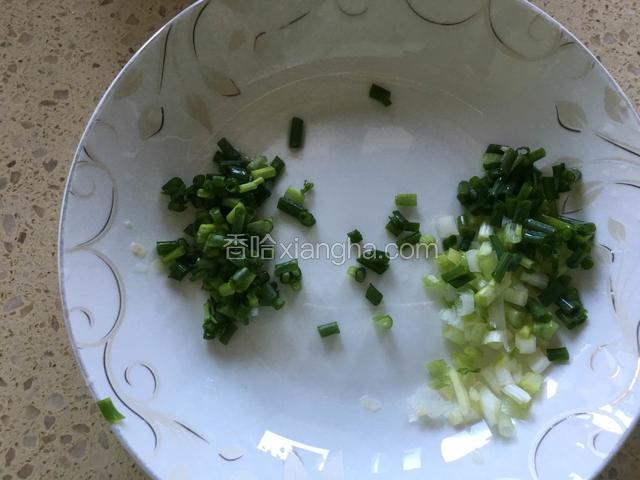 香葱洗净，切末。