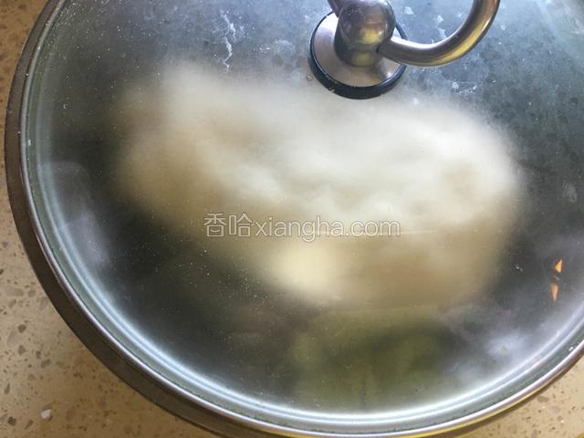 把面粉揉成面团，放在盆子里，盖上盖子醒20分钟。