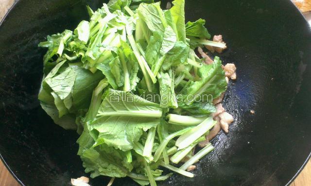 再把小白菜放入编炒