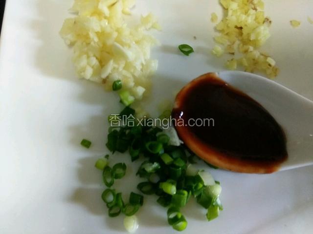 蒜蓉，姜蓉，葱花，排骨酱备料