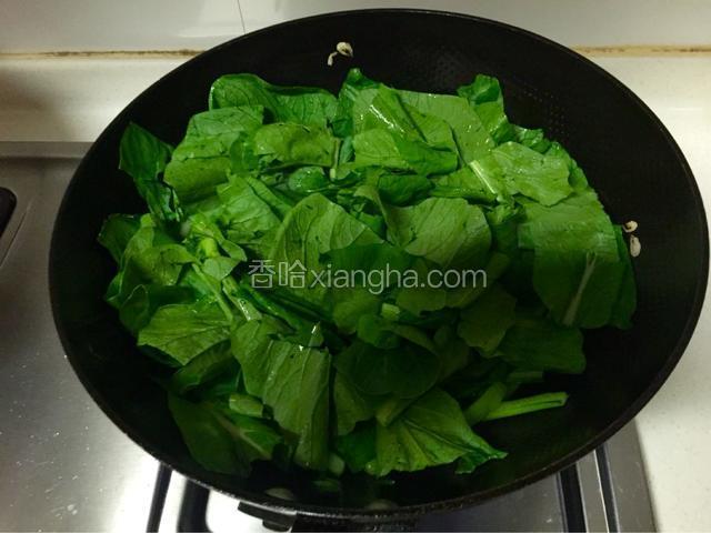 倒入油菜大火翻炒