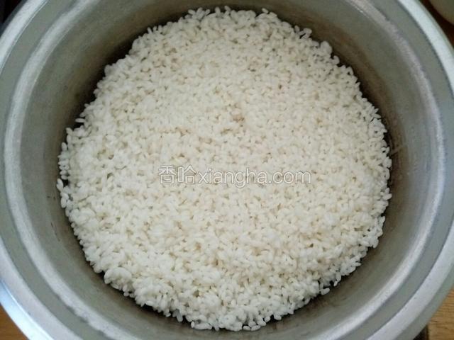 再放入提前一晚泡好的大米