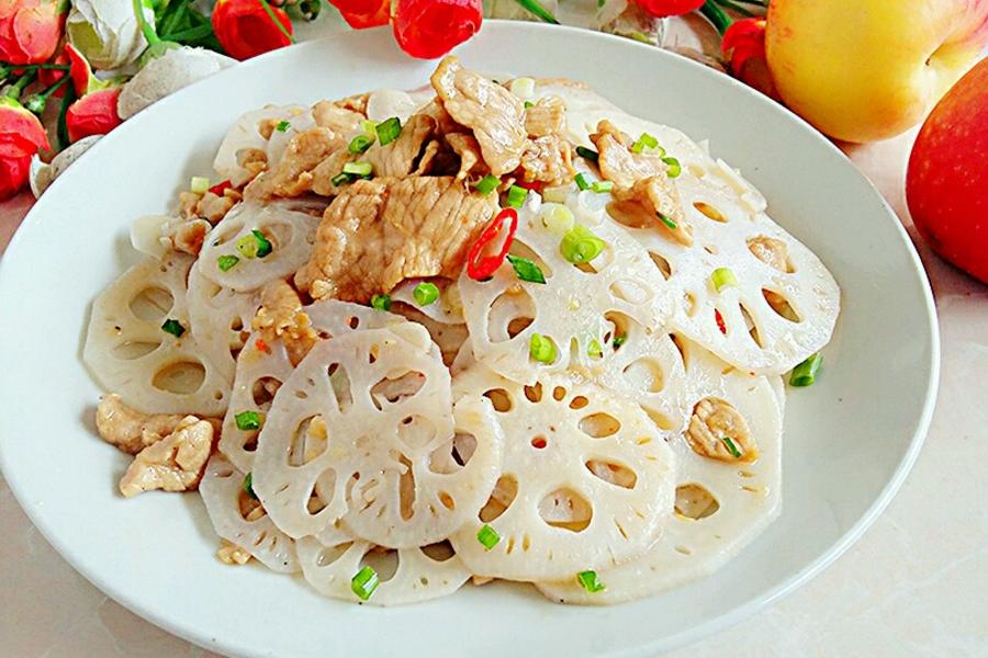 滑炒藕片瘦肉