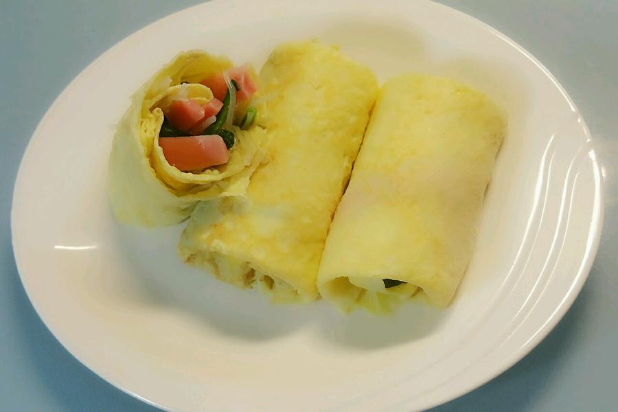菠菜粉丝火腿鸡蛋卷