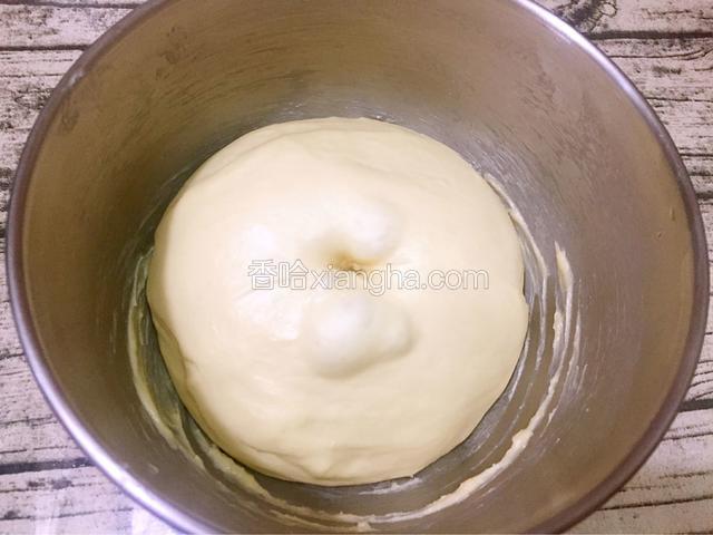 手指沾面粉戳一小洞，不反弹不回缩即发酵成功