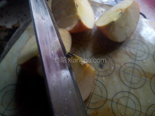 用水果刀将苹果去蒂去核